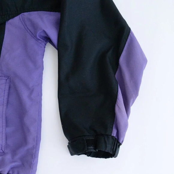 Vintage 90s Whitefish Bay Black And Purple Zip Up Windbreaker With Hidden Hood S - Picture 7 of 13